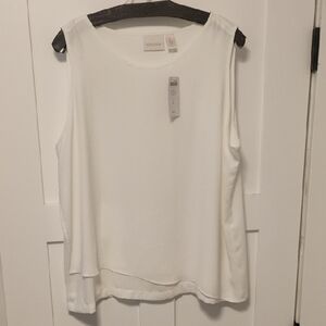 Chicos Double Layer Tank Antique White